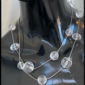 Silver and acrylic bead necklace.   Long or double